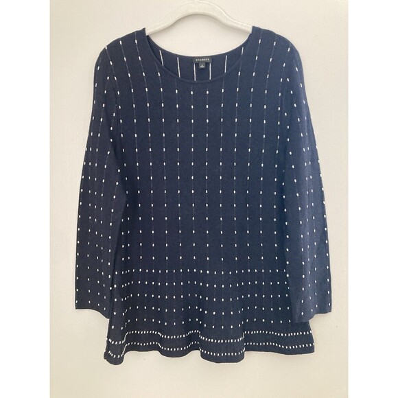 Talbots Dot Sweater Navy Blue Size SMALL Long Sleeve - Picture 1 of 8